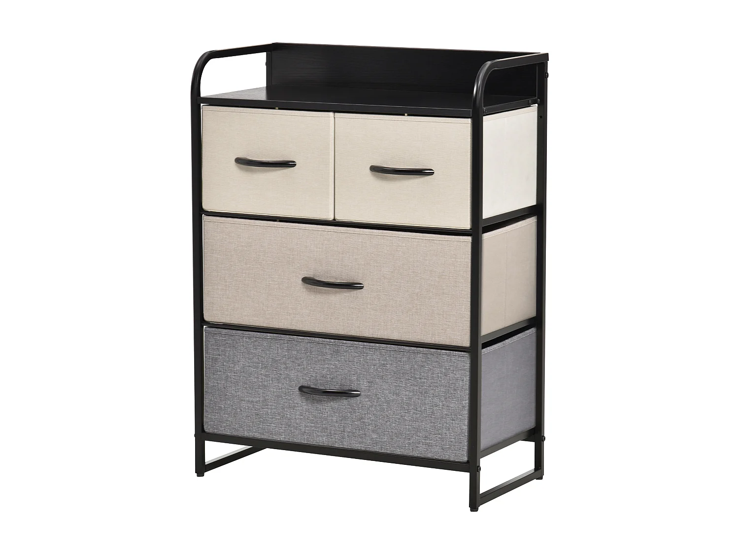 Meuble de rangement chiffonnier 4 tiroirs en tissu 58 x 29 x 78,5 cm noir gris écru beige