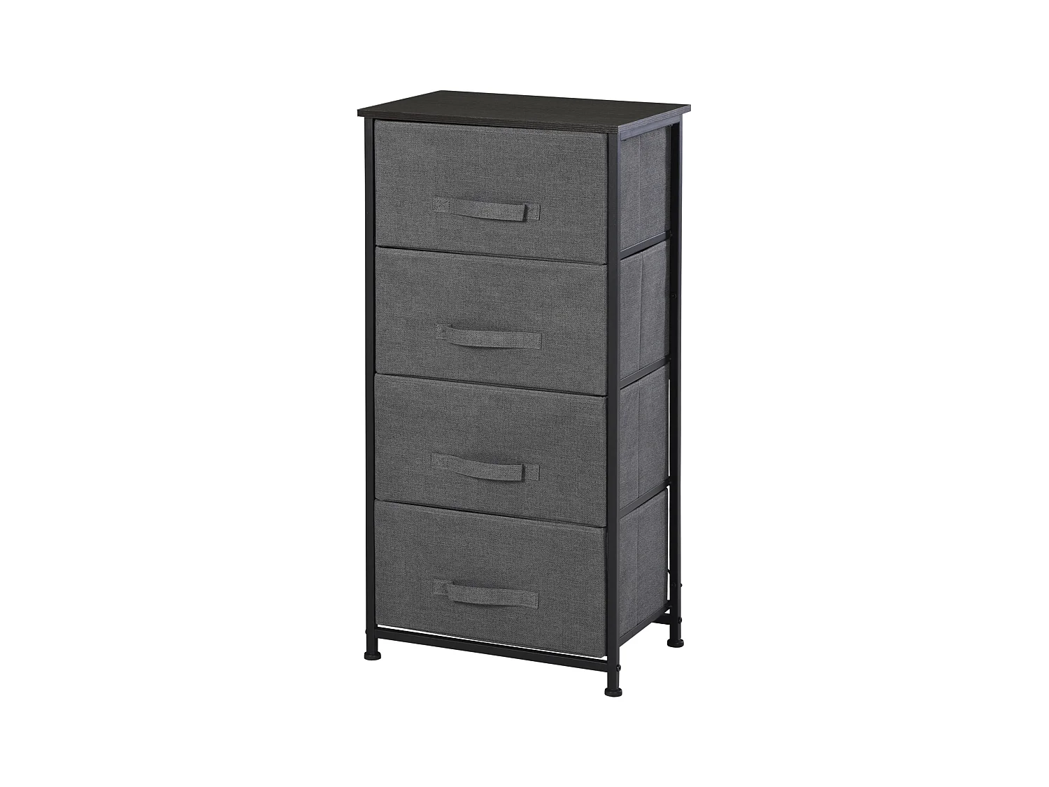 Meuble de rangement 4 tiroirs chiffonnier dim. 45L x 30l x 92H cm métal MDF non tissé noir