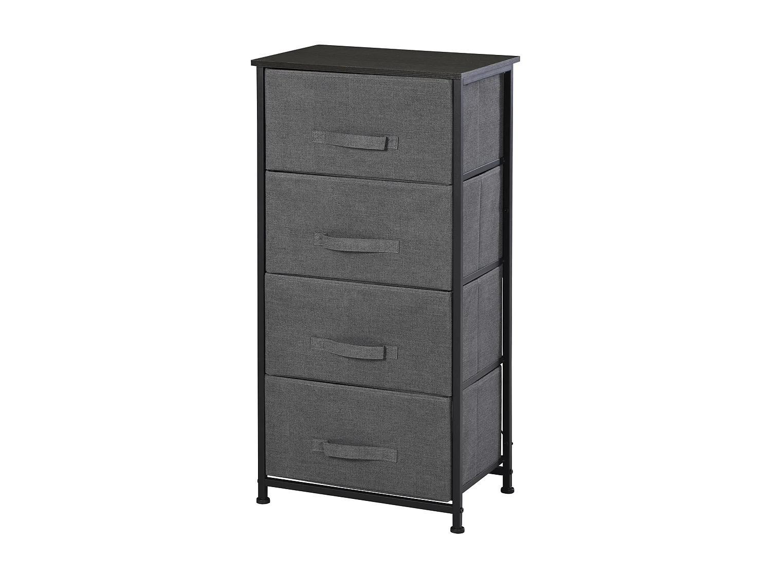 Meuble de rangement 4 tiroirs chiffonnier dim. 45L x 30l x 92H cm métal MDF non tissé noir
