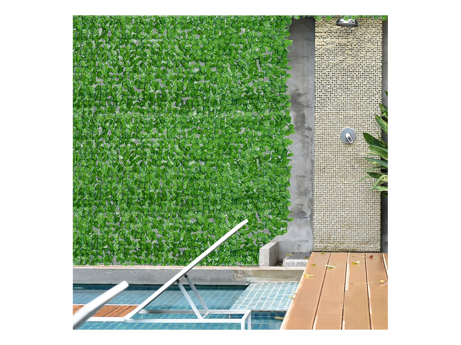 Haie artificiel érable brise-vue décoration rouleau 3L x 1H m  feuillage réaliste anti-UV vert