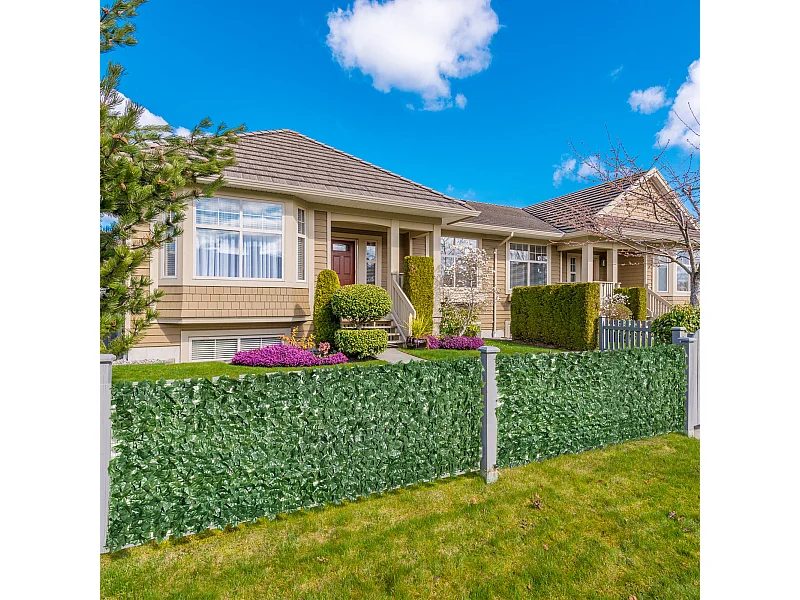 Haie artificielle brise-vue décoration rouleau 3L x 1H m feuillage réaliste anti-UV vert