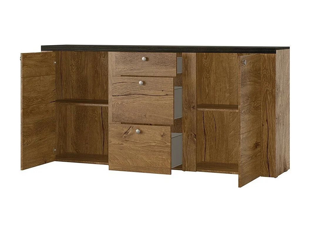 Set von 5 Wohnzimmermöbeln, Kollektion SANTIAGO. Farbe Eiche.