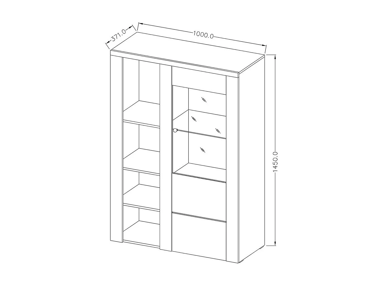 Set di 5 mobili da soggiorno collezione SANTIAGO. Colori bianco effetto legno e rovere.