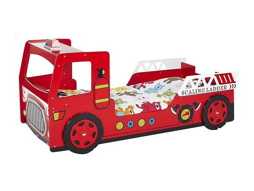 Lit Enfant "Camion de Pompier" 90x200cm Rouge