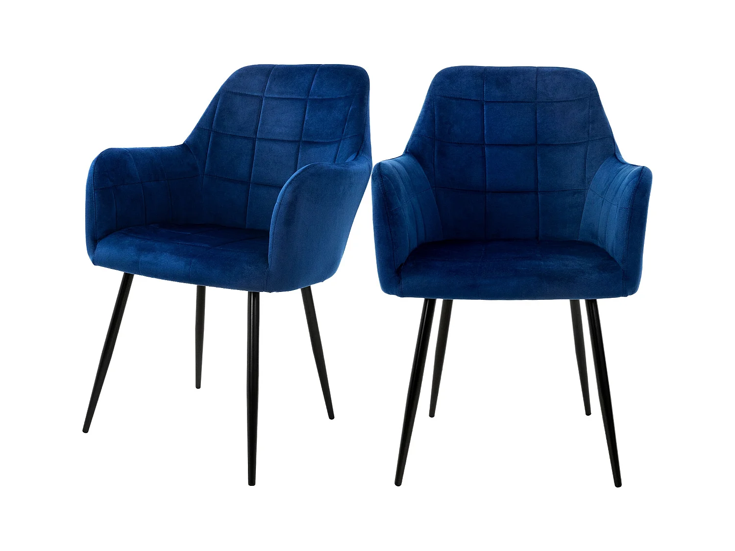 Ensemble de 2 chaises de salle à manger rétro en velours bleu foncé ML-DESIGN