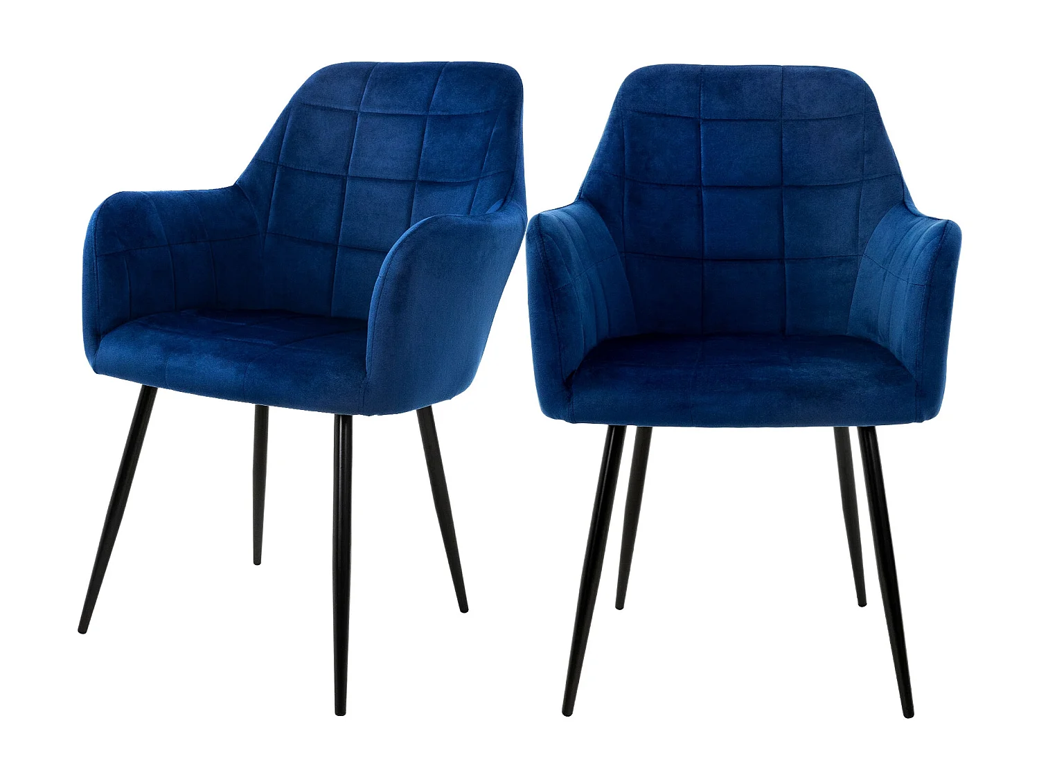 Juego de 2 Sillas de Comedor de Terciopelo Azul Oscuro Diseño Retro ML-DESIGN