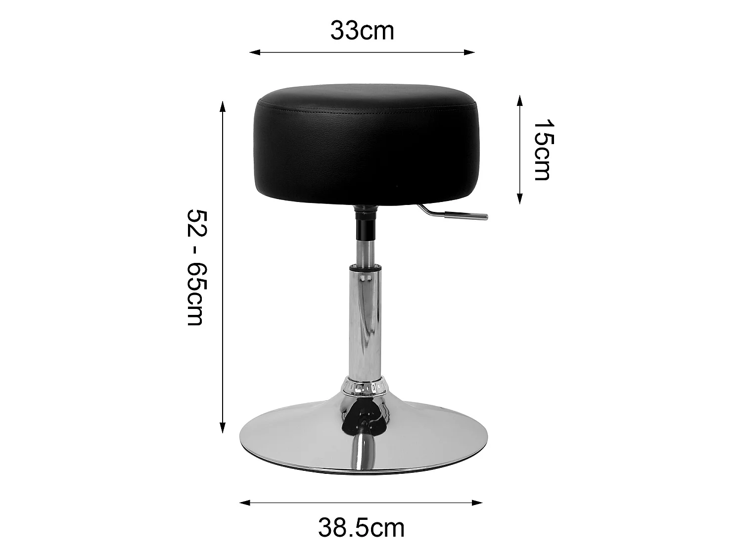 2x Taburete de maquillaje redondo tapizado, negro, regulable en altura ML-DESIGN