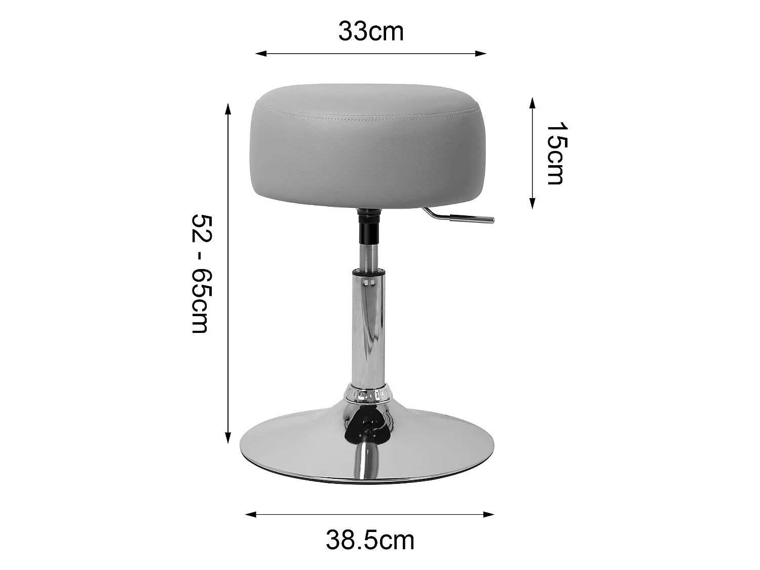 Lote de 2 taburetes de trabajo de cuero gris claro, altura regulable ML-DESIGN