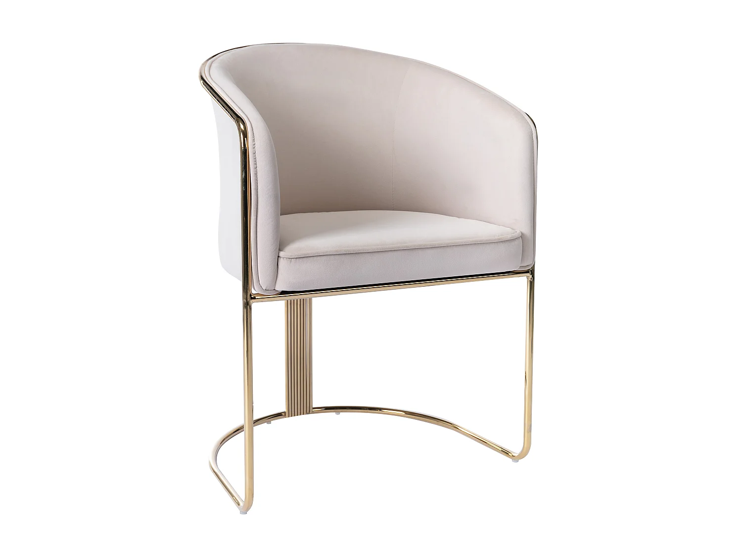 Sæt med 6 stole med armlæn i creme fløjl og guld metal JOSETHE af Pascal Morabito