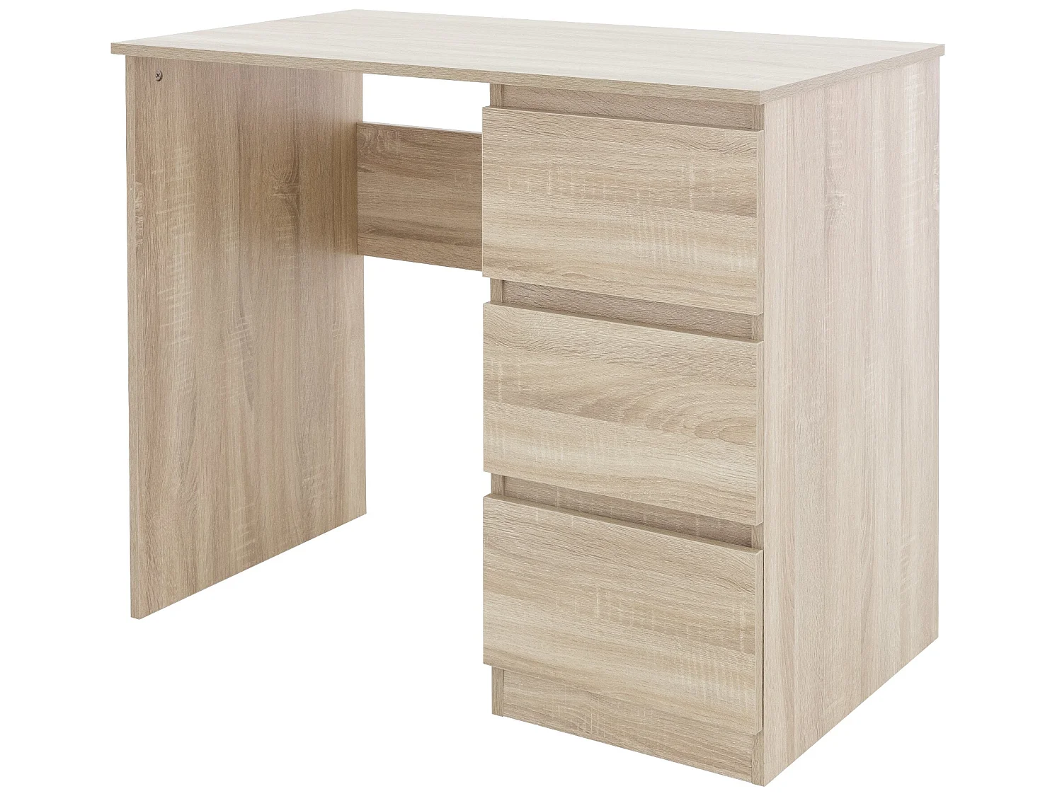 Escritorio con tres cajones 90x76x50 cm Roble Sonoma en madera ML-DESIGN