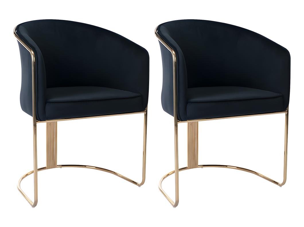 Set van 2 stoelen met fluweel en metalen armleuningen - Zwart en goud - JOSETHE - van Pascal Morabito