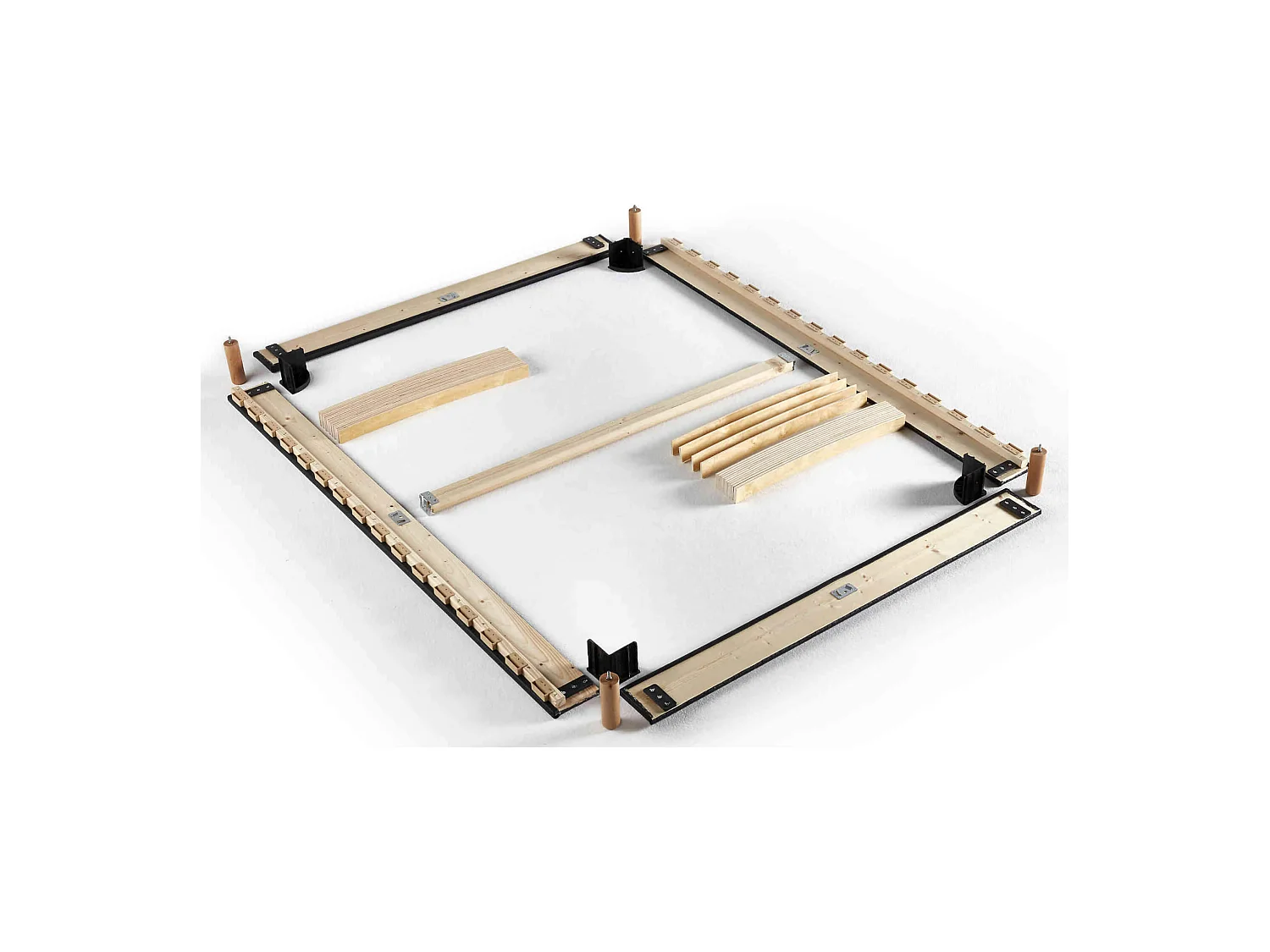 Sommier en kit déco gris chiné à lattes Merinos 90x200