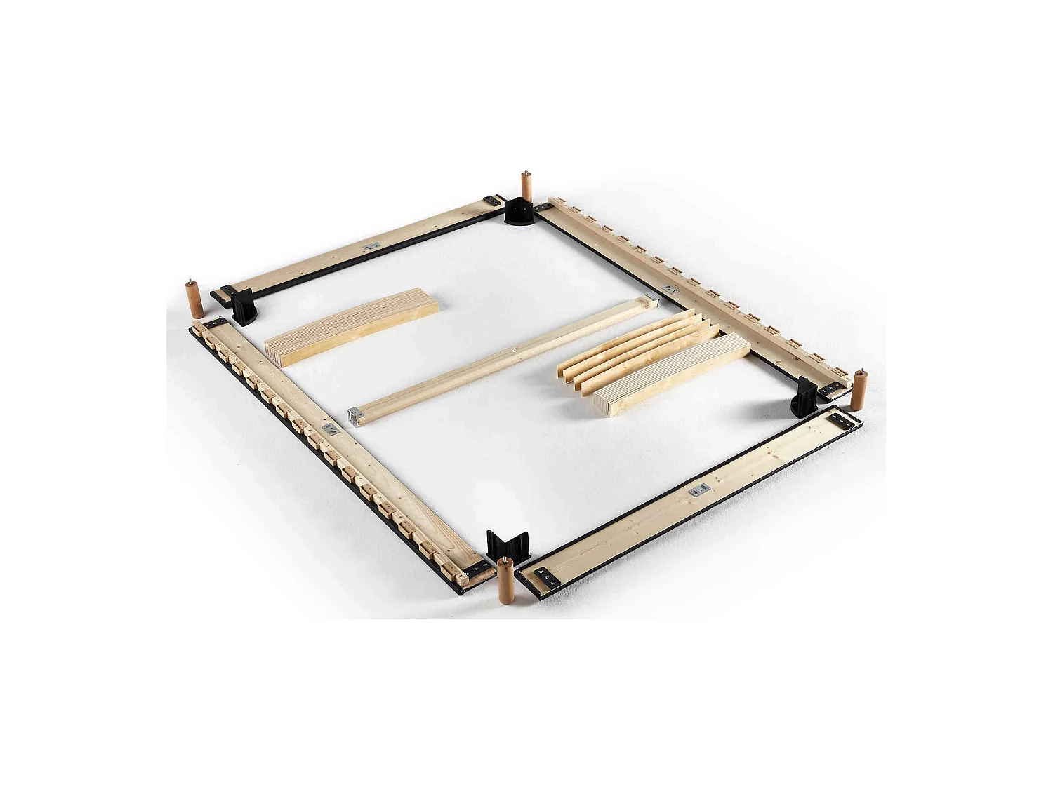 Sommier en kit déco bleu jean à lattes Merinos 140x200