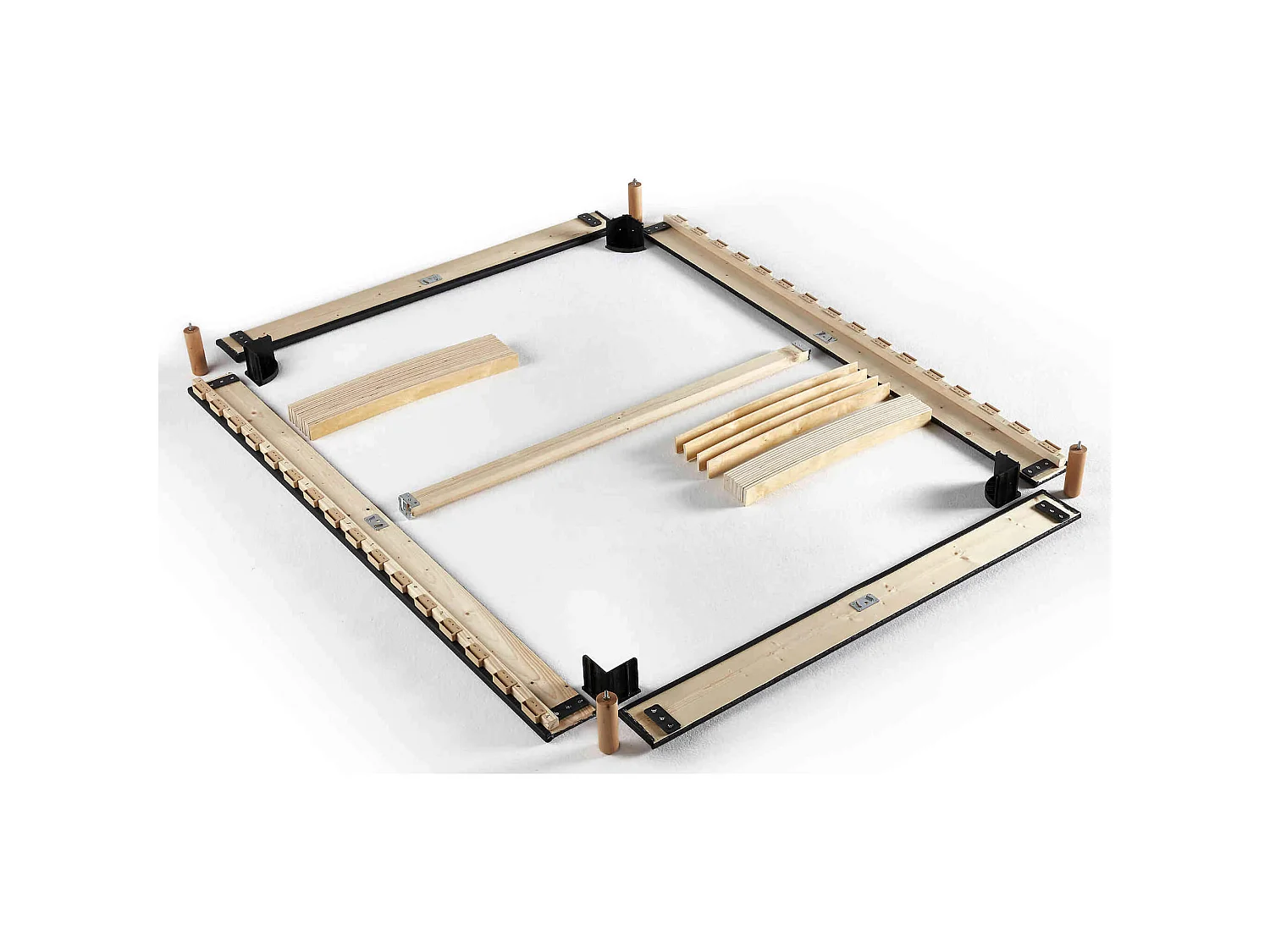 Sommier en kit déco bleu jean à lattes Merinos 140x200