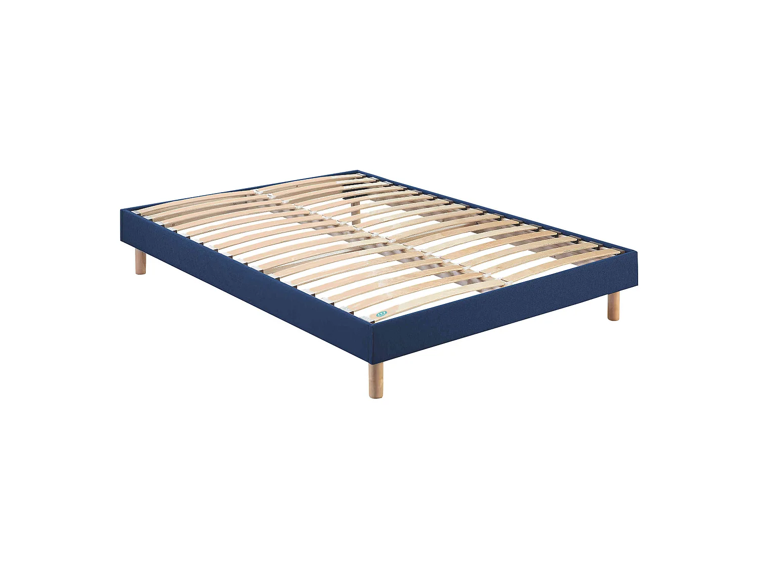 Sommier en kit déco bleu jean à lattes Merinos 140x190