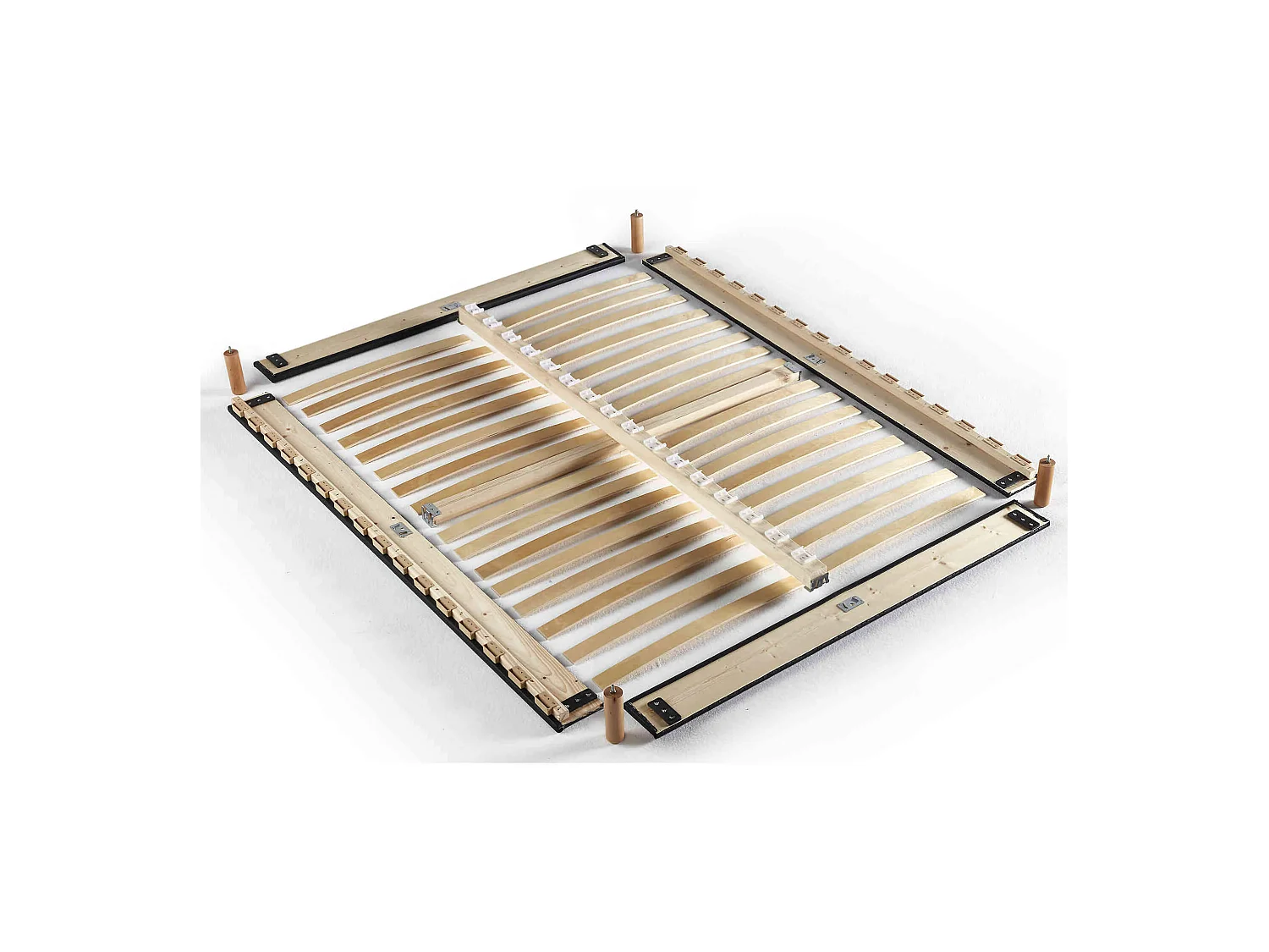 Sommier en kit déco bleu jean à lattes Merinos 140x190