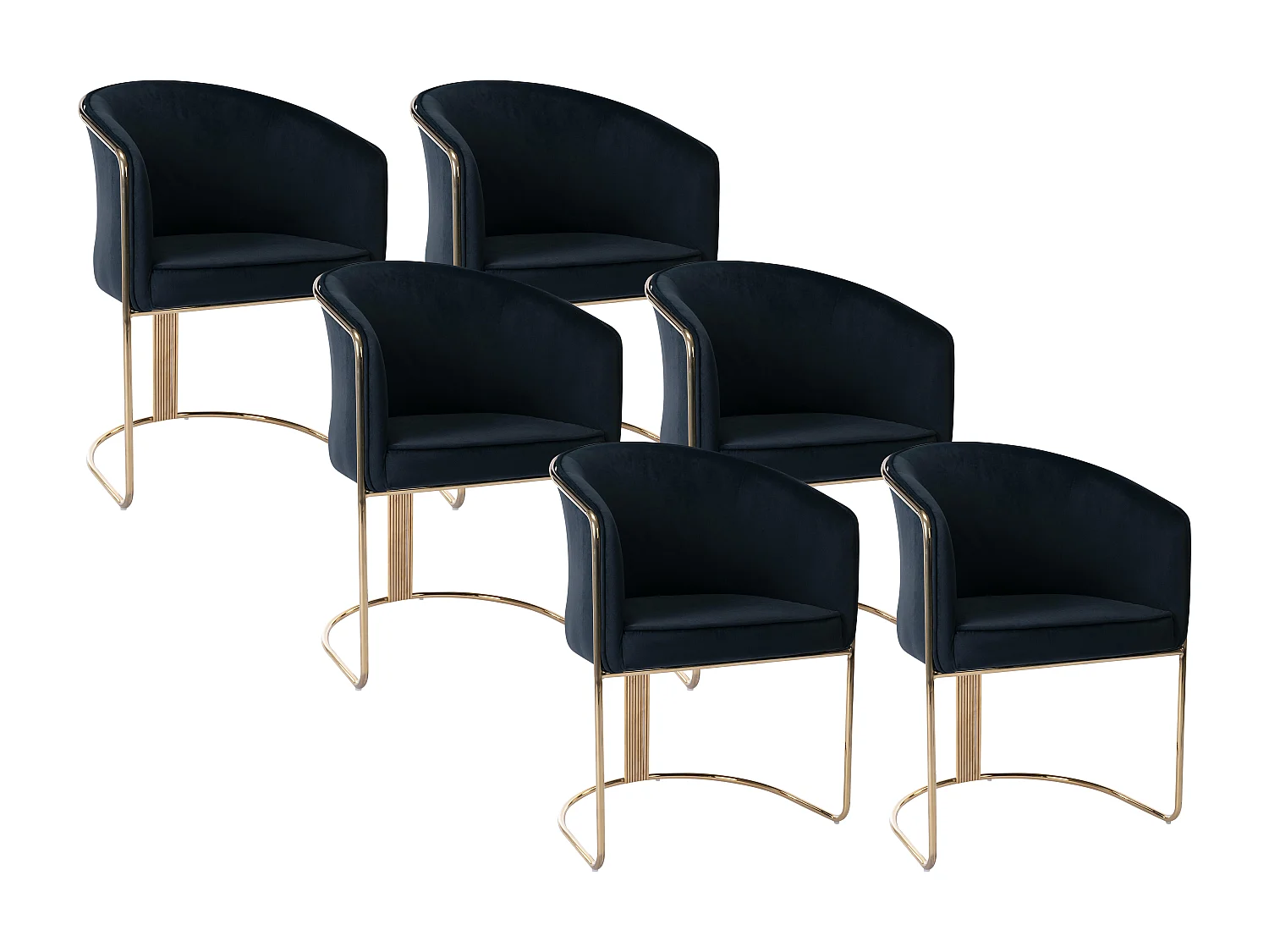Set van 6 stoelen met fluweel en metalen armleuningen - Zwart en goud - JOSETHE - van Pascal Morabito