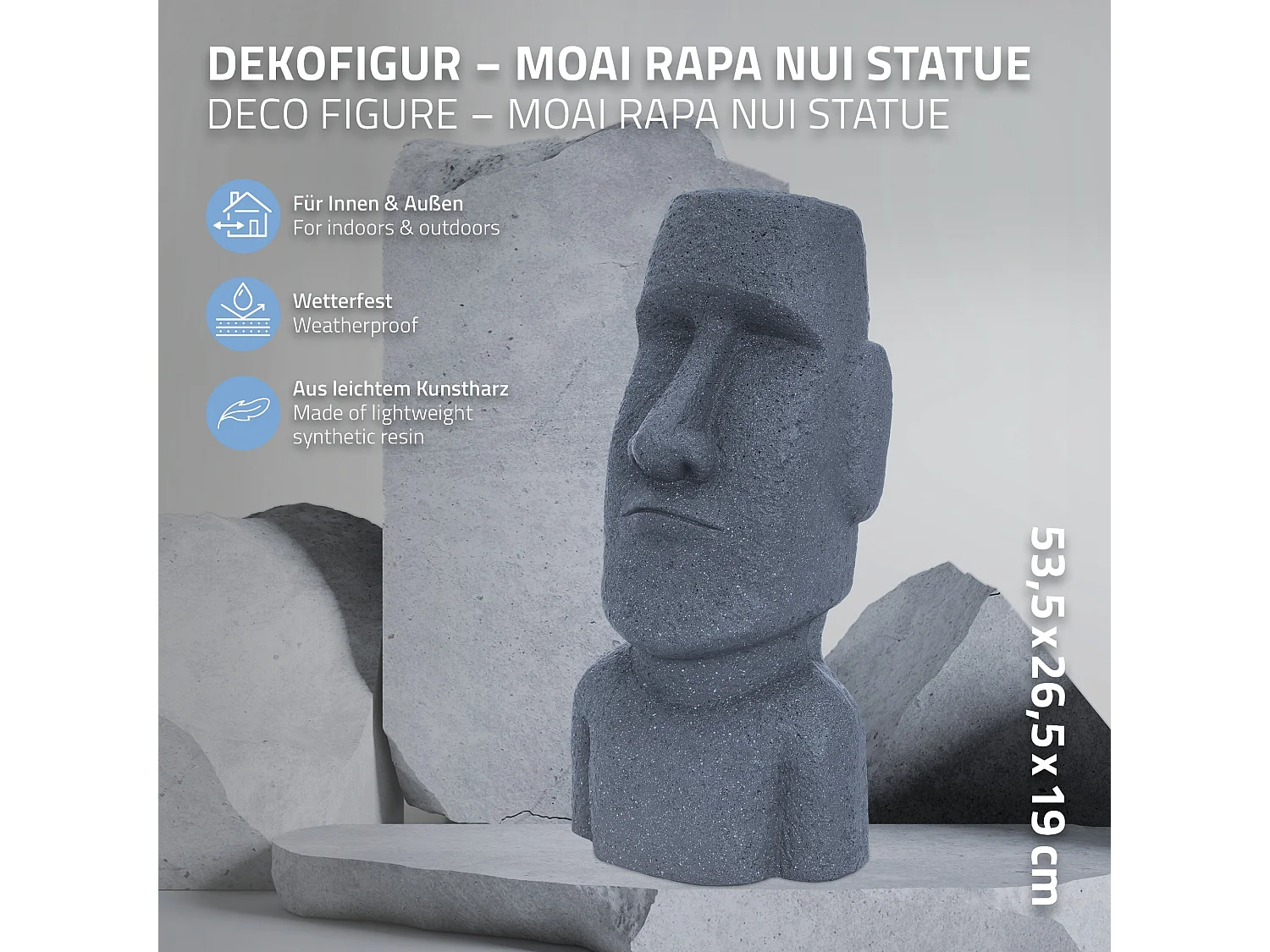 Statue Île de Pâques Moai Rapa Nui figure déco sculpture jardin ECD Germany