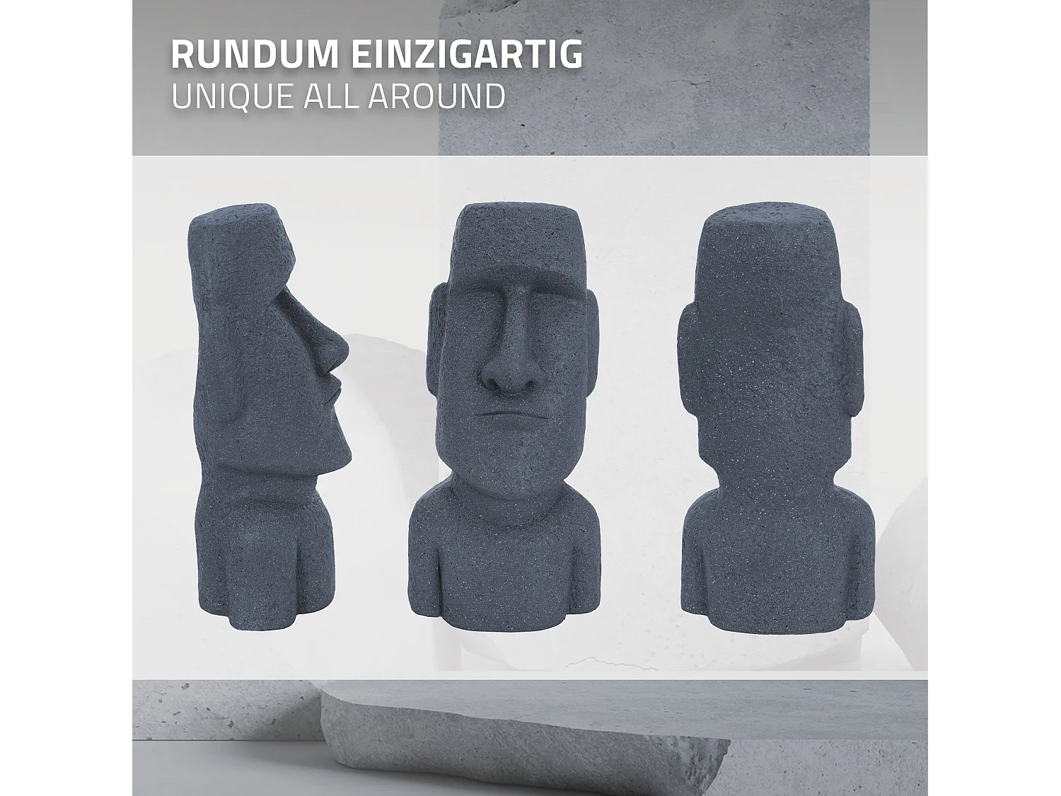Statue Île de Pâques Moai Rapa Nui figure déco sculpture jardin ECD Germany