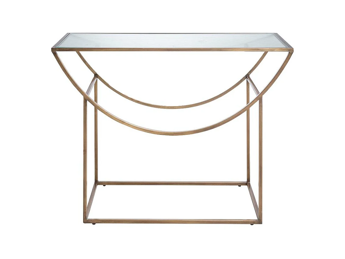 Console en métal doré et verre Léa