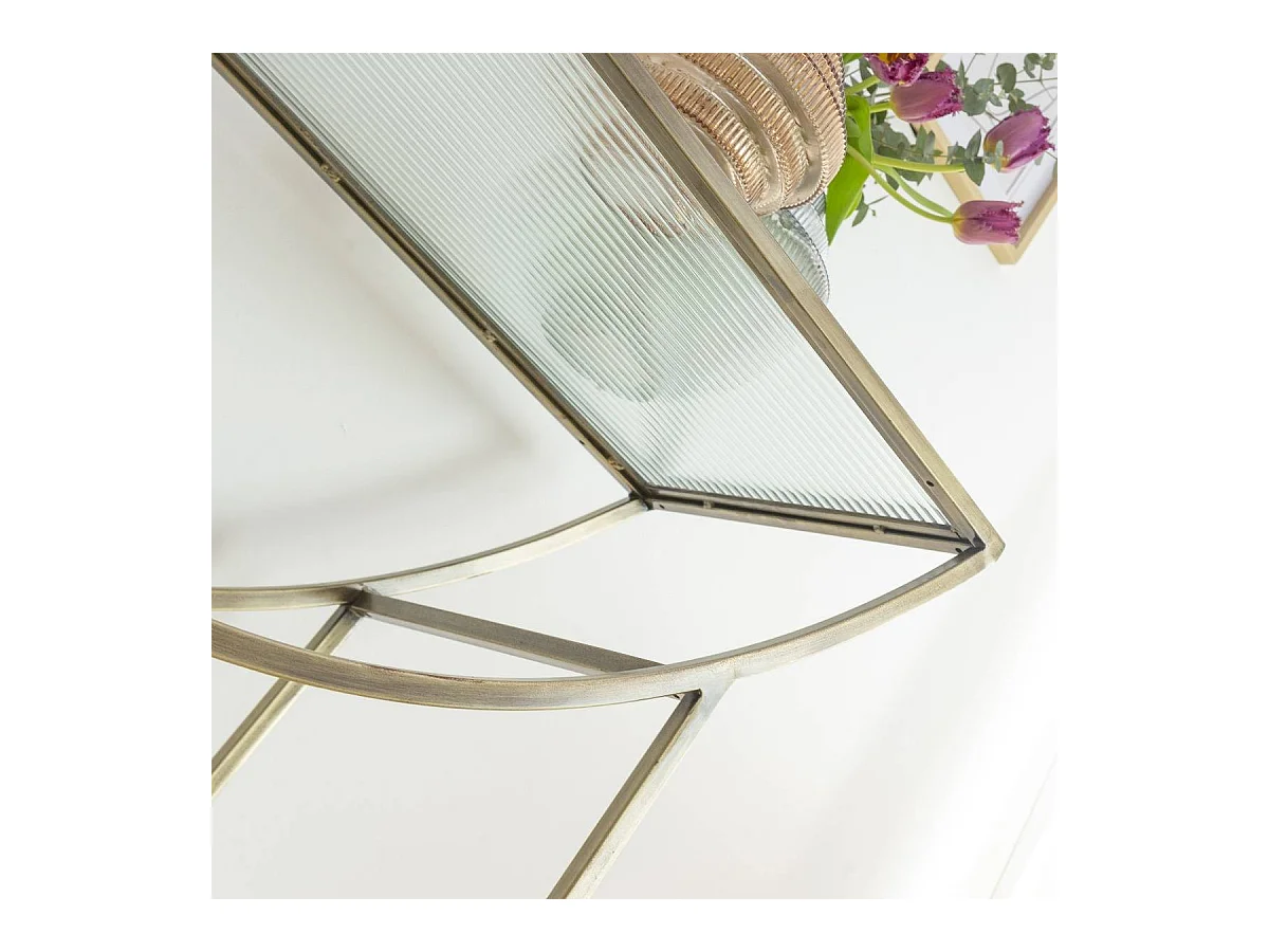 Console en métal doré et verre Léa