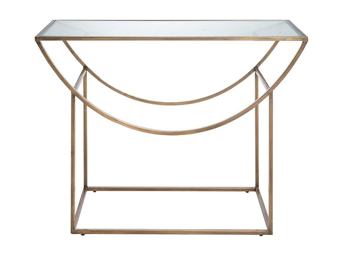 Console en métal doré et verre Léa