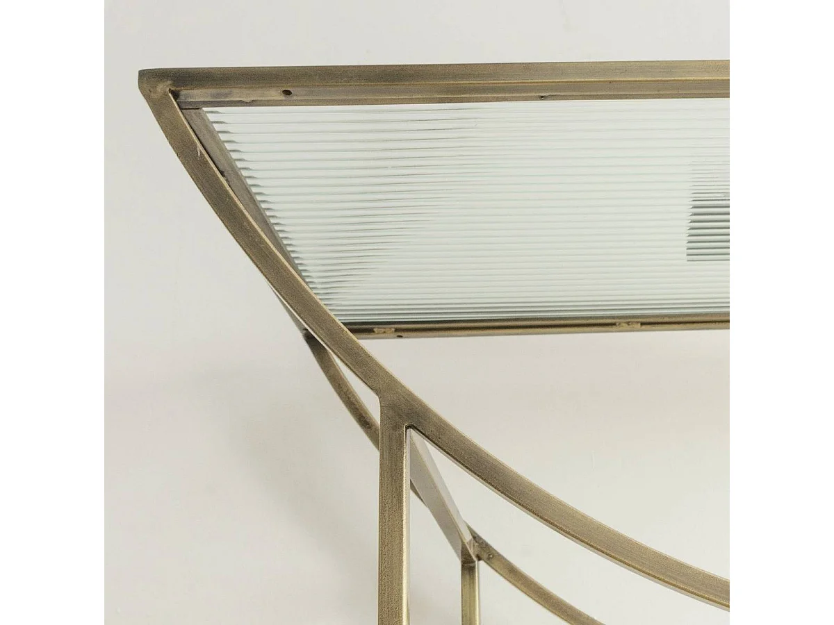 Console en métal doré et verre Léa