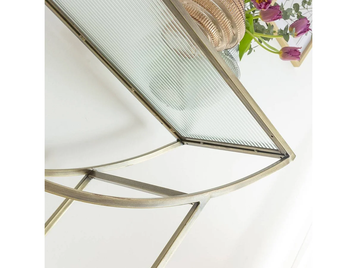 Console en métal doré et verre Léa