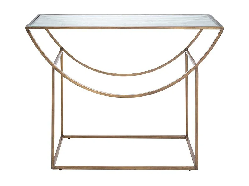 Console en métal doré et verre Léa