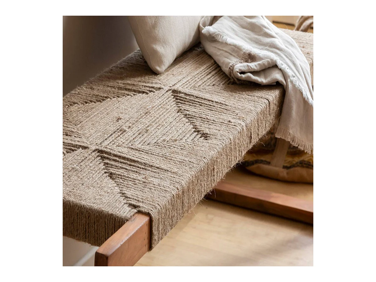 Banc en bois d'acacia et laine Marietta