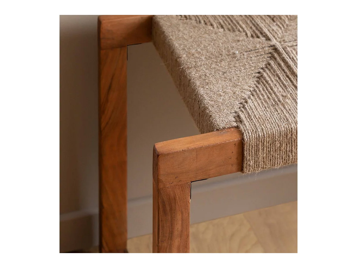 Banc en bois d'acacia et laine Marietta