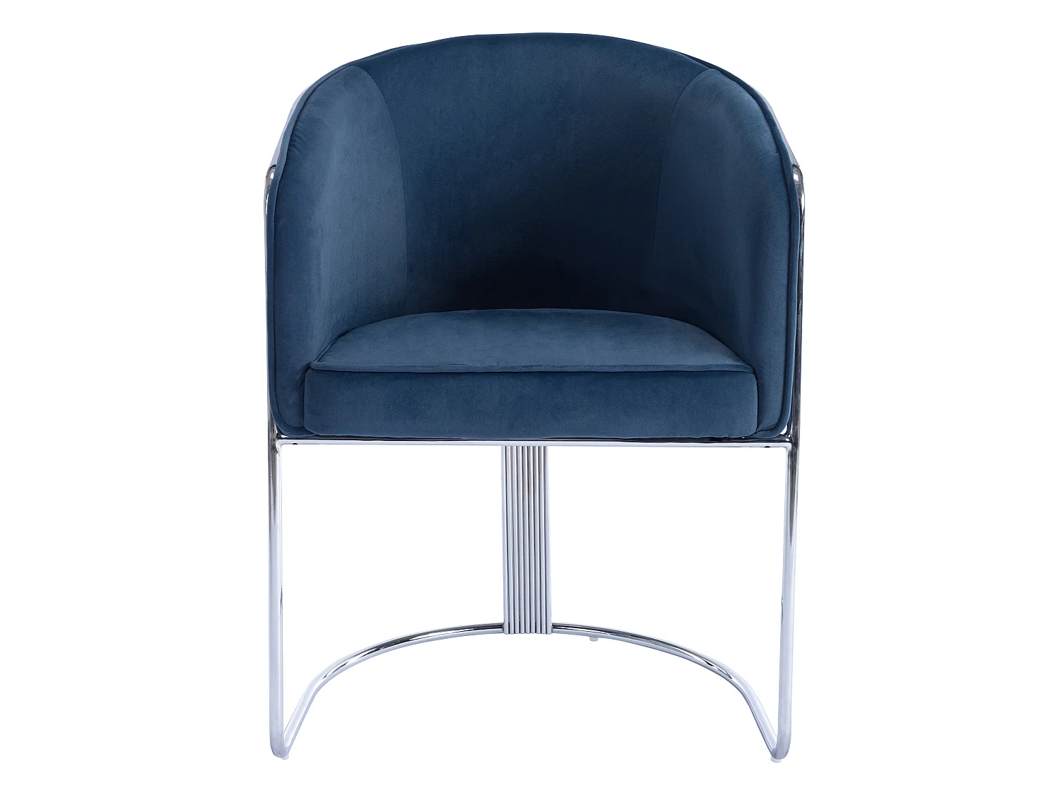 Lot de 2 chaises avec accoudoirs en velours et métal - Bleu et chromé - JOSETHE de Pascal MORABITO