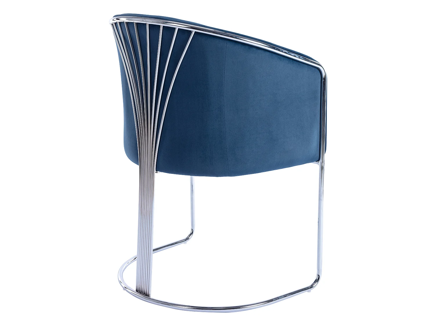 Lot de 6 chaises avec accoudoirs en velours et métal - Bleu et chromé - JOSETHE de Pascal MORABITO