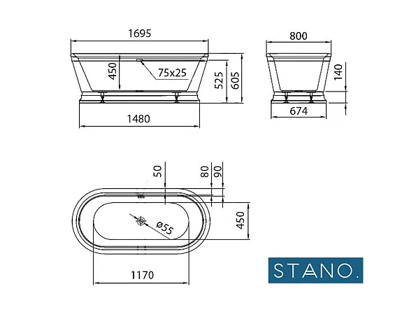 Bañera exenta VERONA  170 cm