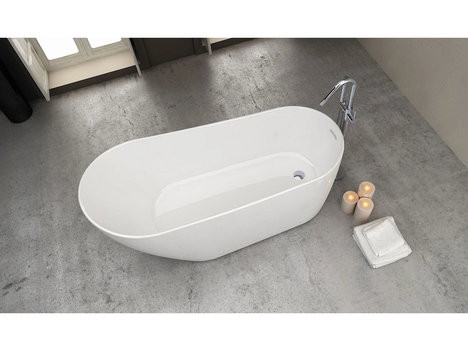 Bañera exenta acrílico DALIA BLANCA | SANYCCES  180 cm