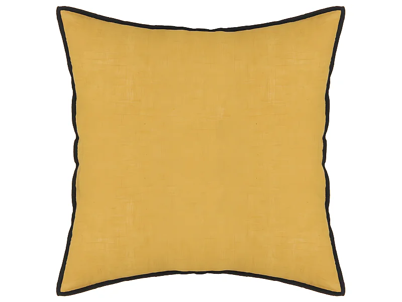 Coussin décoratif déhoussable en Lin et Coton Ocre 45 x 45 cm