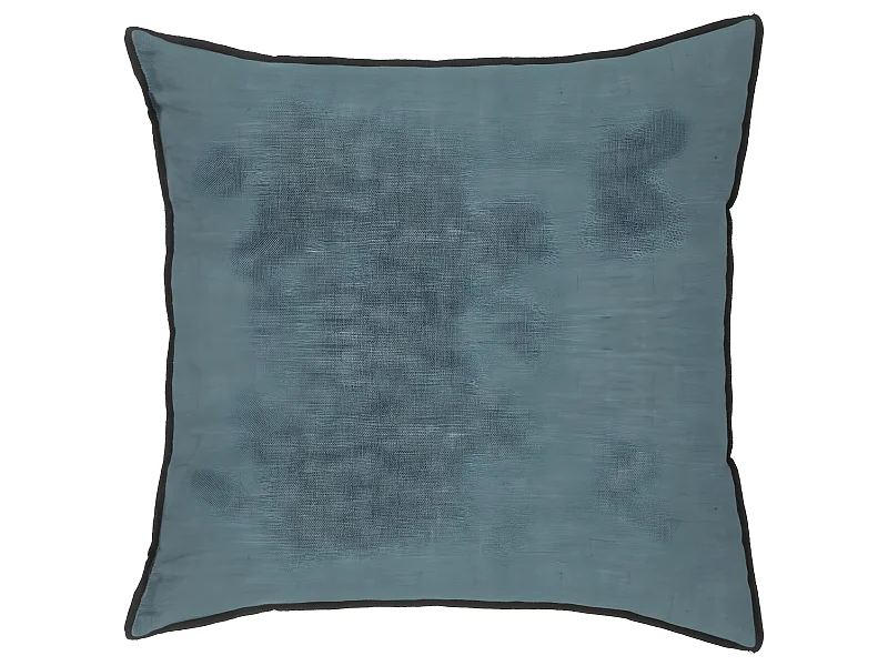 Coussin décoratif déhoussable en Lin et Coton Bleu Canard 45 x 45 cm