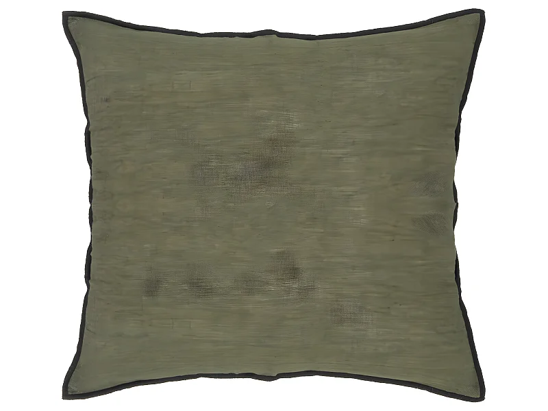 Coussin décoratif déhoussable en Lin et Coton Vert Kaki 45 x 45 cm