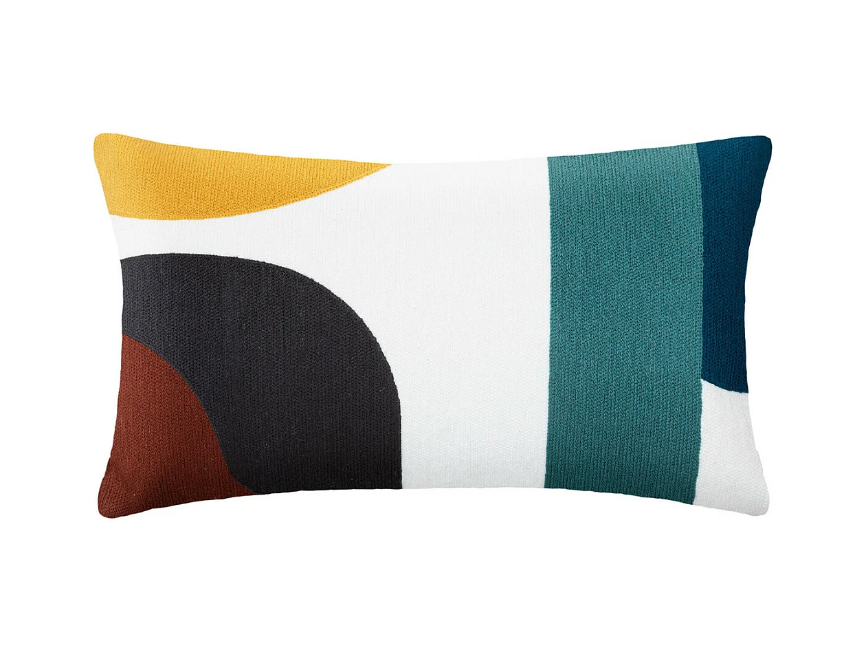 Coussin décoratif déhoussable en coton motifs brodés Multicolore 30 x 50 cm
