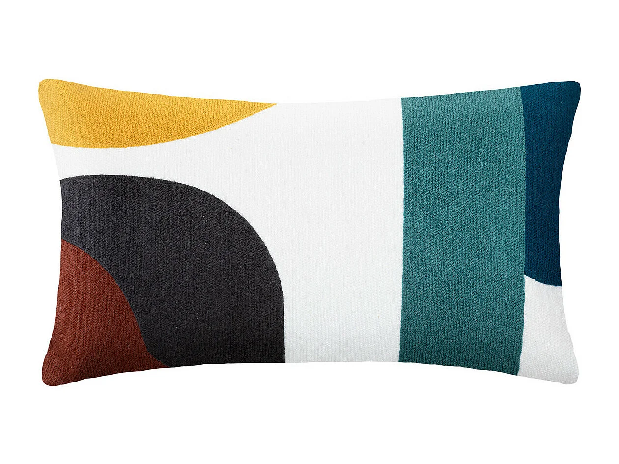 Coussin décoratif déhoussable en coton motifs brodés Multicolore 30 x 50 cm
