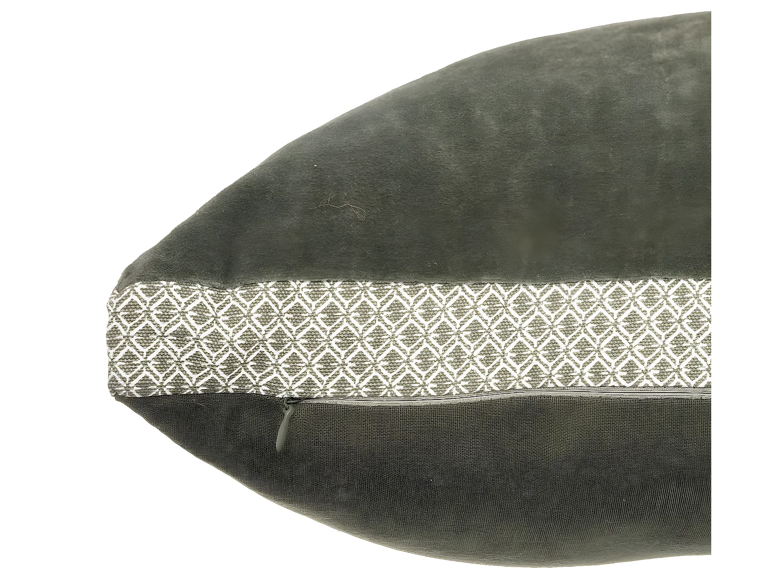 Coussin décoratif en velours Vert kaki et motif Otto 55 x 55 cm