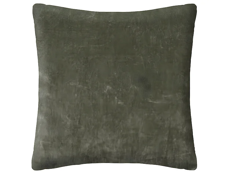 Coussin décoratif en velours Vert kaki et motif Otto 55 x 55 cm