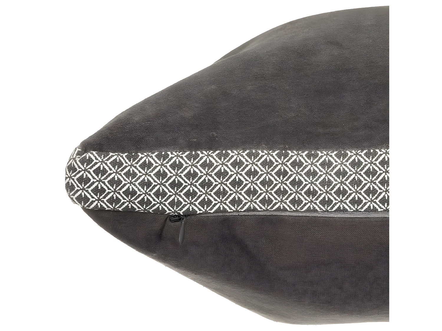 Coussin décoratif en velours Gris et motif Otto 55 x 55 cm