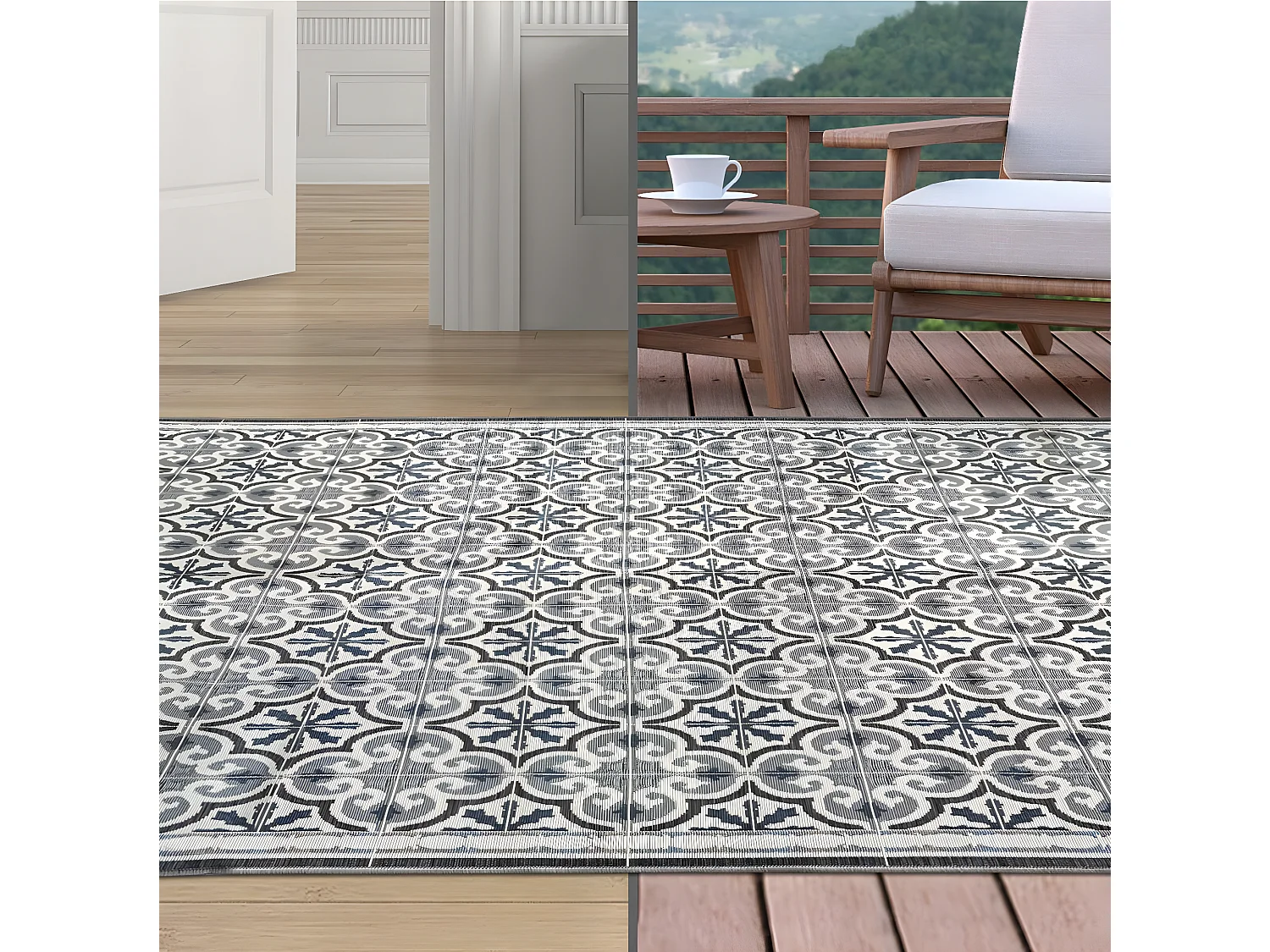 Tapis décoratif pour extérieur ou intérieur en polypropylène 155 x 230 cm