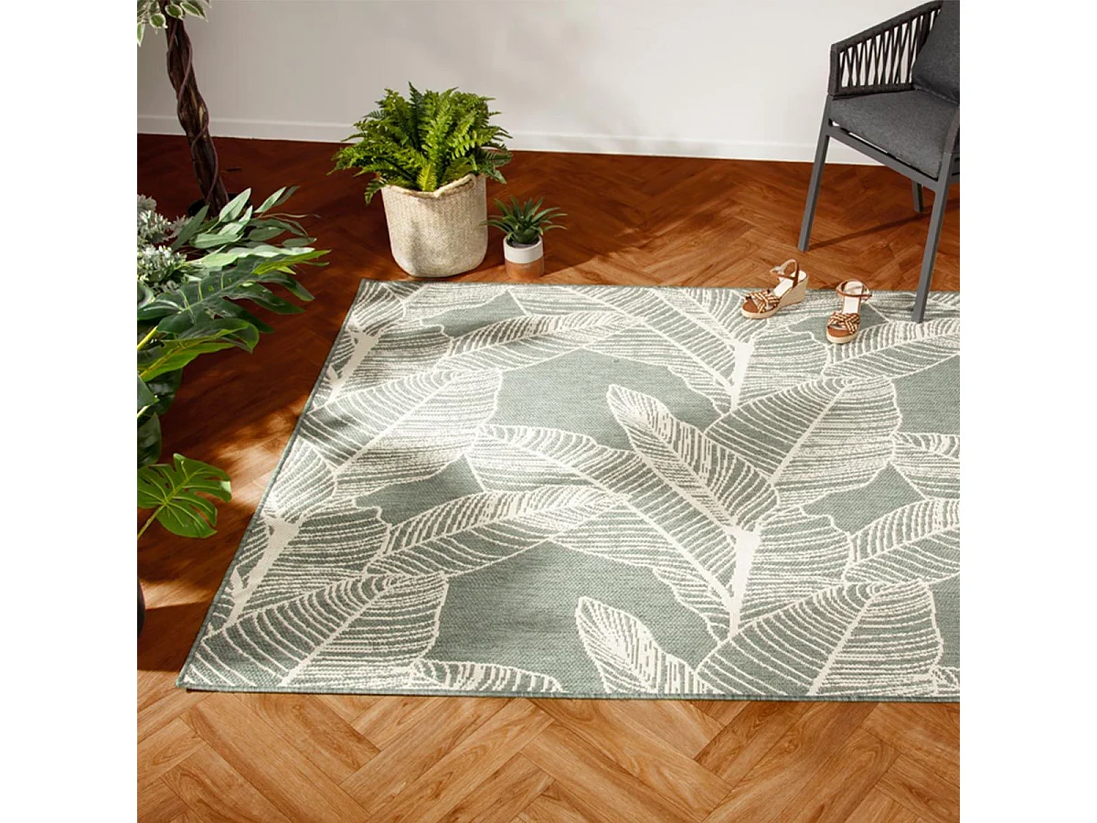 Tapis décoratif Vert pour extérieur ou intérieur en polypropylène 120 x 160 cm