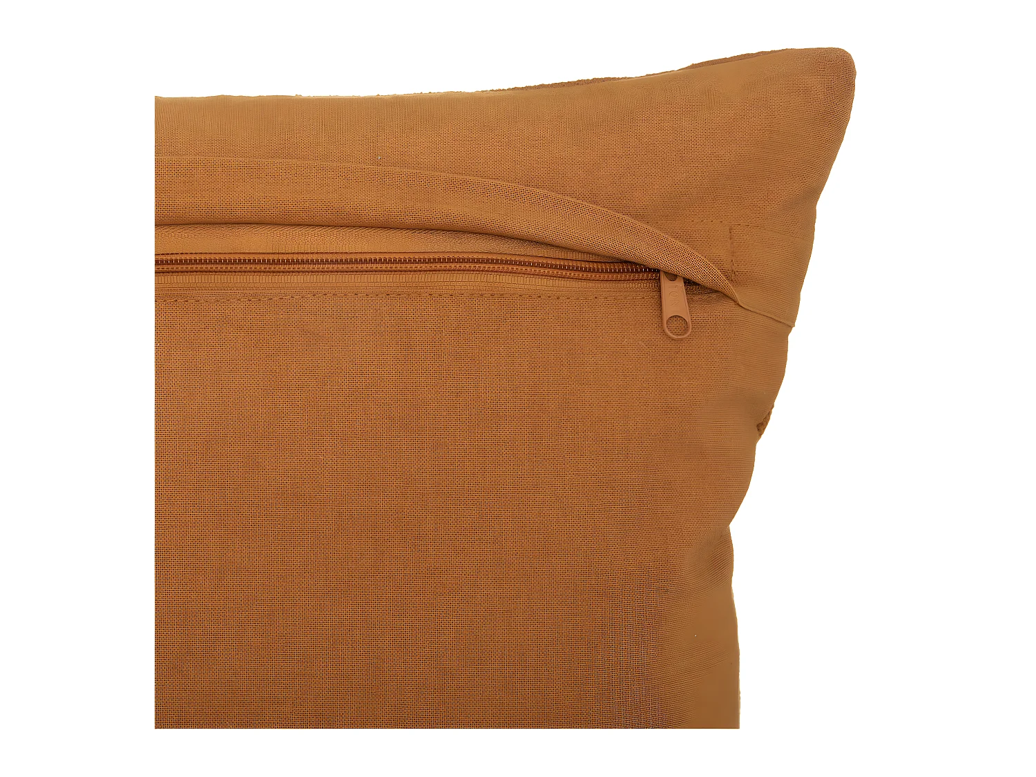 Coussin décoratif déhoussable en coton motifs brodés Ocre 45 x 45 cm