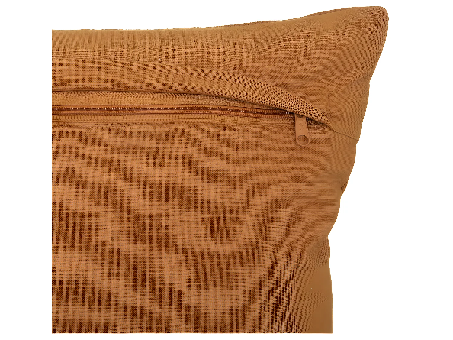 Coussin décoratif déhoussable en coton motifs brodés Ocre 45 x 45 cm