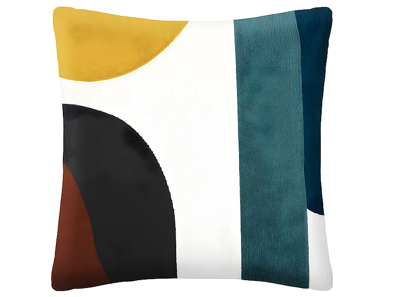 Coussin décoratif déhoussable en coton motifs brodés Multicolore 45 x 45 cm