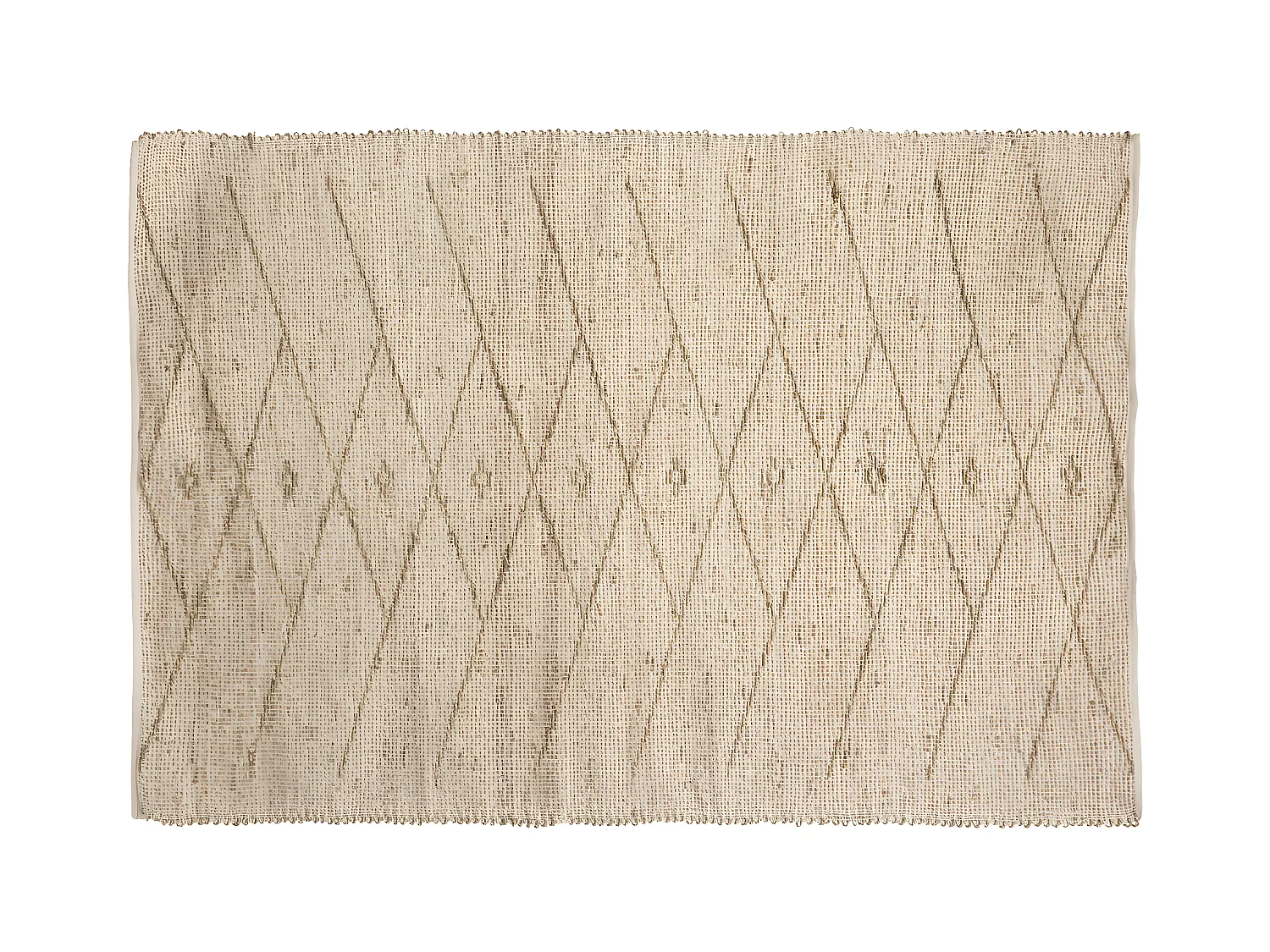 Tapis décoratif en Coton et Sisal Blanc et Naturel 120 x 170 cm