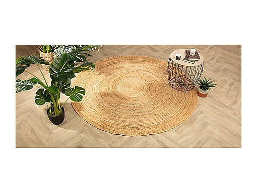 Tapis décoratif en Jute Beige Naturel D 80 cm